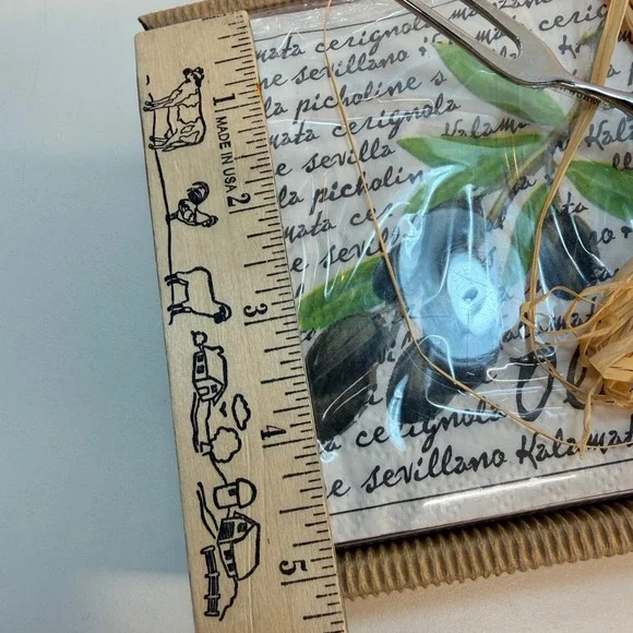 Mud Pie Olive Napkin Set Silver Olive Branch Fork Server Rustic Party Dinner NEW - Picture 6 of 7